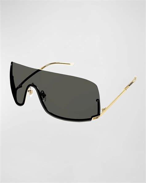 Gucci Rimless Metal Shield Sunglasses 